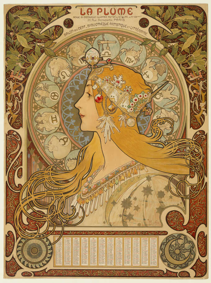 Alphonse Marie Mucha : Zodiaque (la plume)