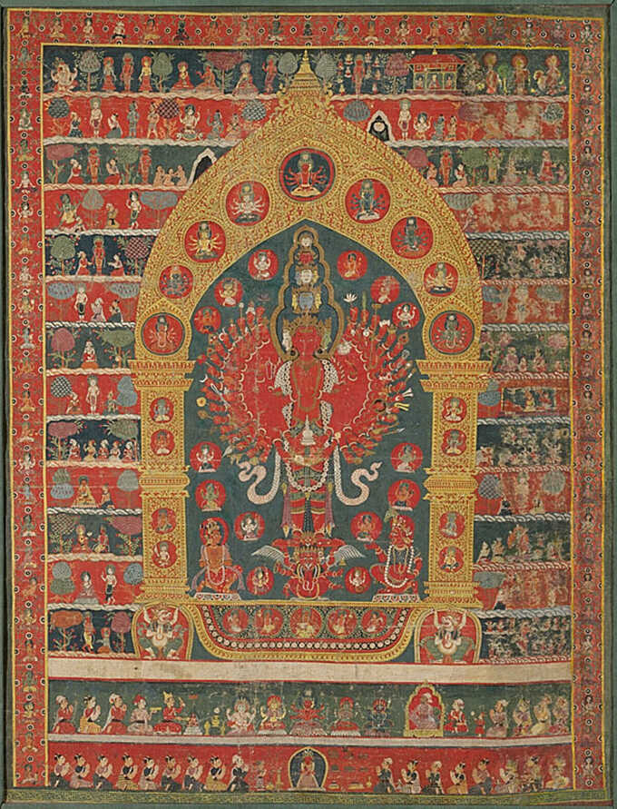  : Bannière peinte (Thangka) de l'incarnation d'Avalokiteshvara du dieu de la pluie Rato Matsyendranatha