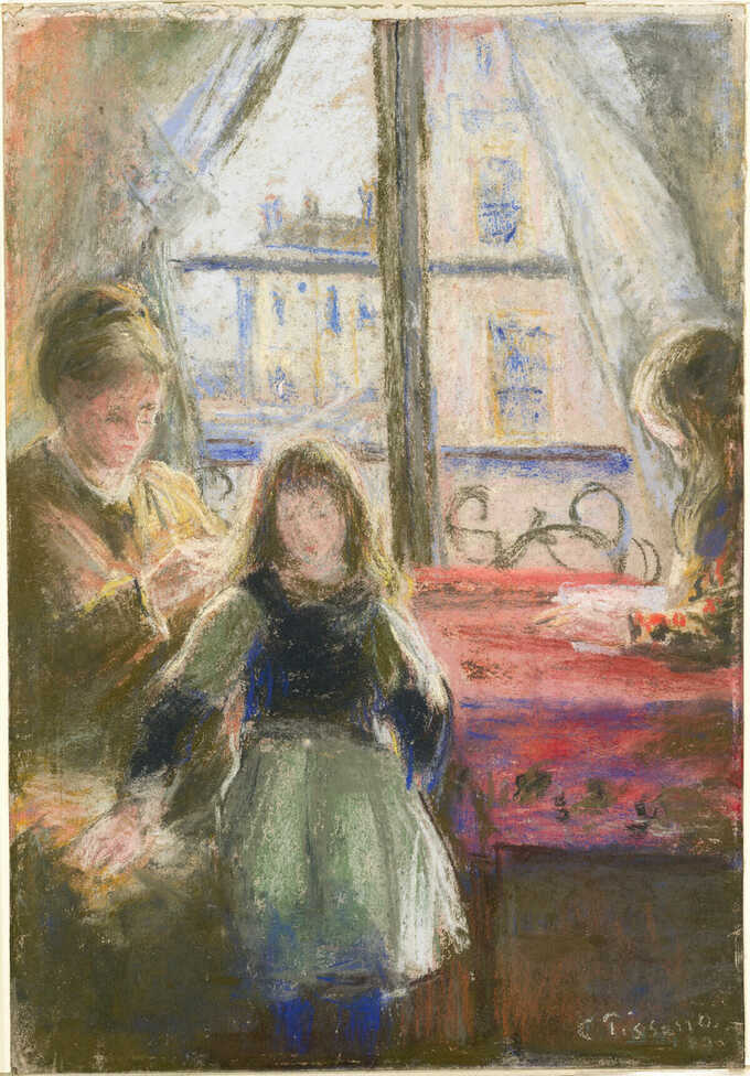Camille Pissarro : At the Window, rue des Trois Frères