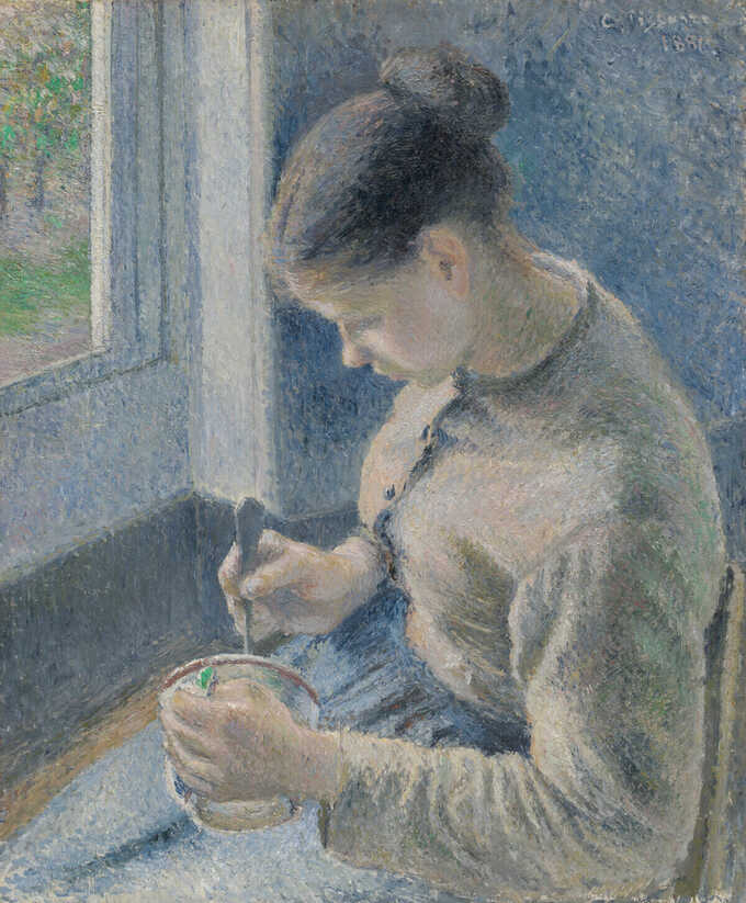 Camille Pissarro : Jeune paysanne prenant son café