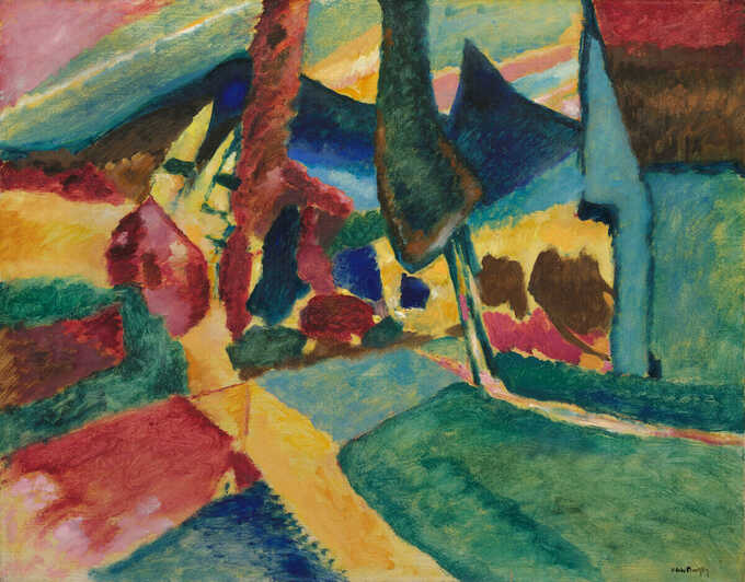 Vasily Kandinsky : Paysage avec deux peupliers