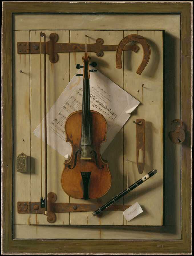 William Michael Harnett : Nature morte—Violon et musique