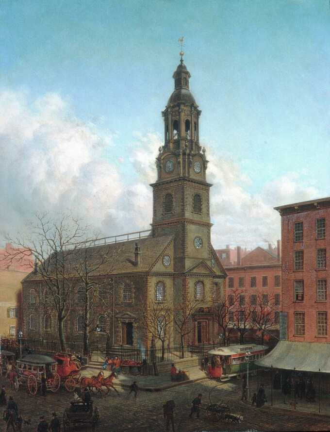 Edward Lamson Henry : L'église North Dutch, Fulton et William Streets, New York
