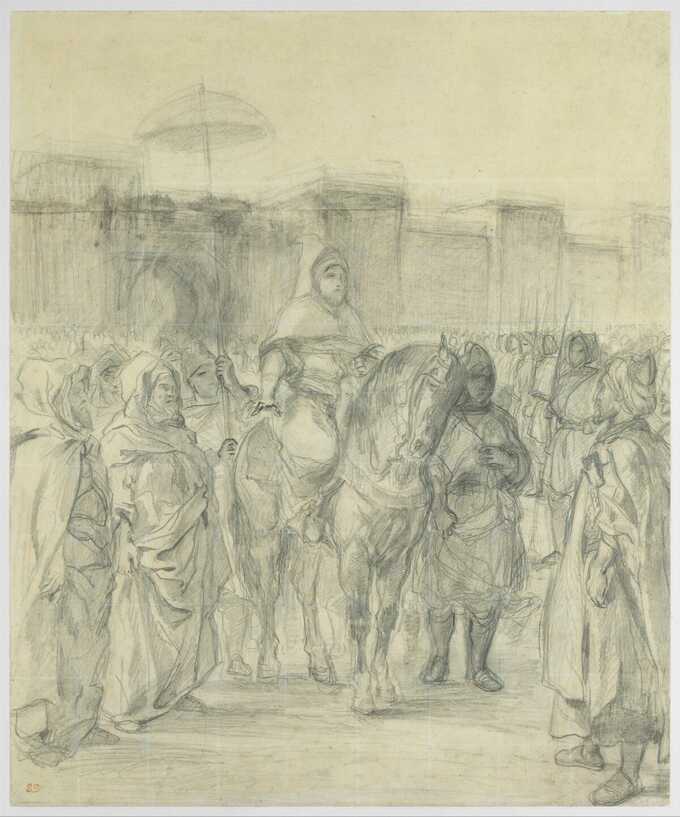 Eugène Delacroix : Etude pour "Le Sultan du Maroc et son entourage"