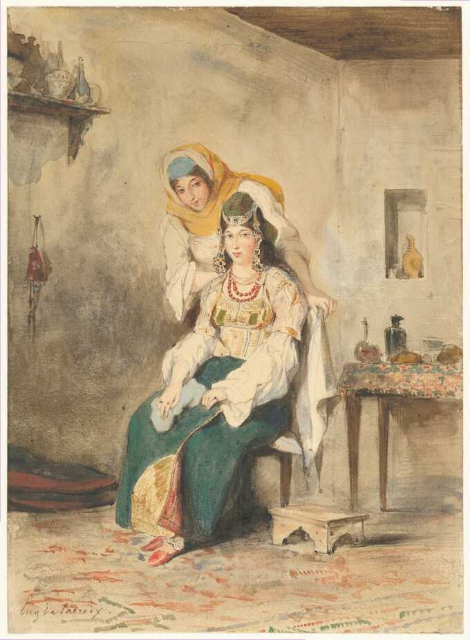 Eugène Delacroix : Saada, l'épouse d'Abraham Ben-Chimol, et Préciada, une de leurs filles