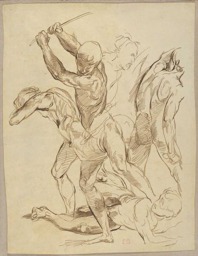 Eugène Delacroix : Combat d'hommes nus, d'après Raphaël
