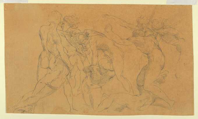 Eugène Delacroix : Scène de bataille avec un prisonnier lié, d'après Raphaël