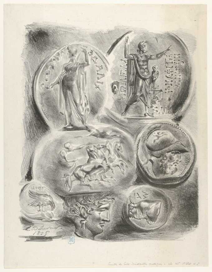 Eugène Delacroix : Études de sept monnaies grecques