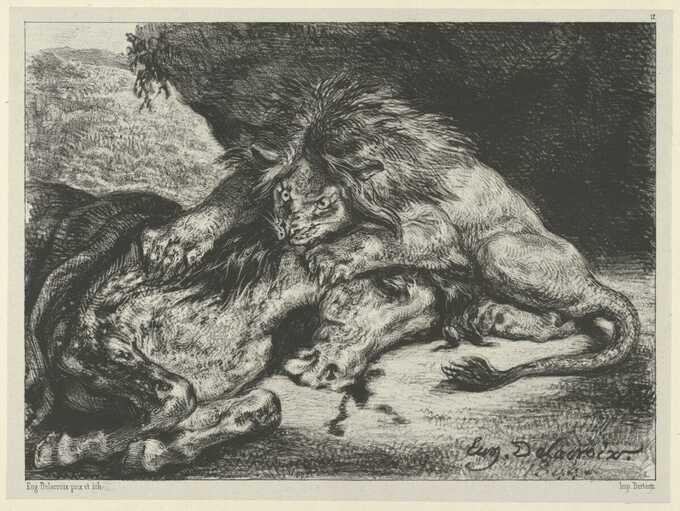 Eugène Delacroix : Lion dévorant un cheval