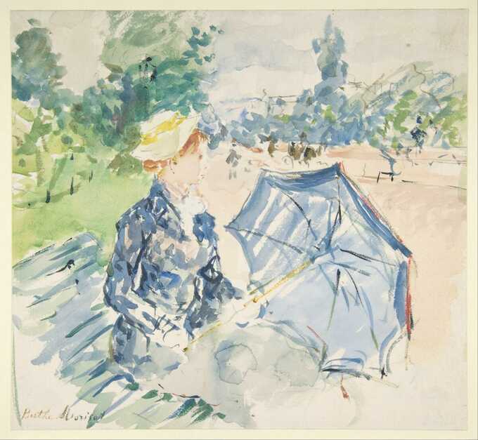 Berthe Morisot : Une femme assise sur un banc de l'avenue du Bois