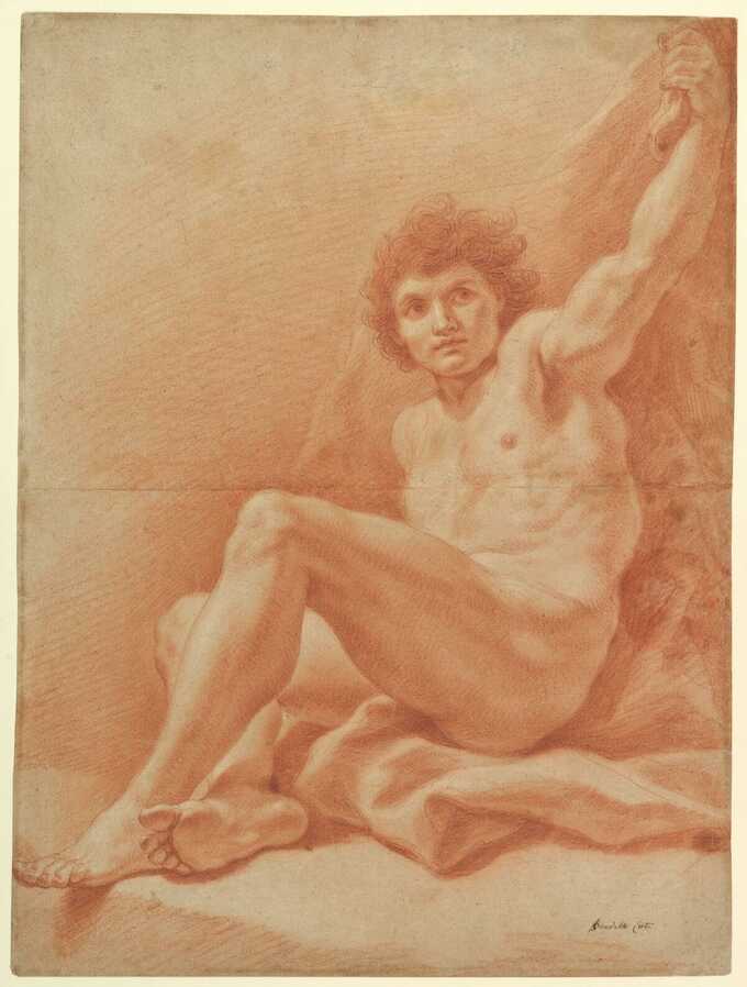 Benedetto Luti : Figure masculine nue assise (recto) ; Personnage assis (verso)