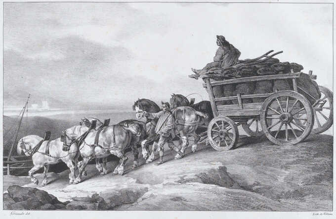 Théodore Gericault : Char à charbon [sic.] Tiré par des chevaux