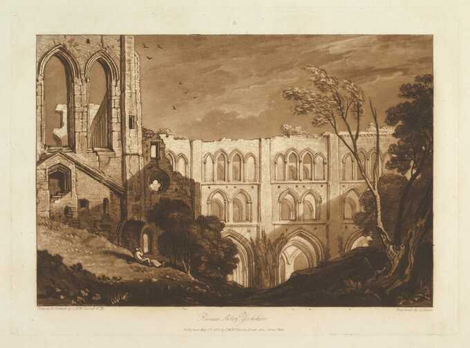 Joseph Mallord William Turner : Rivaux Abbey, Yorkshire (Liber Studiorum, part X, plate 51)
