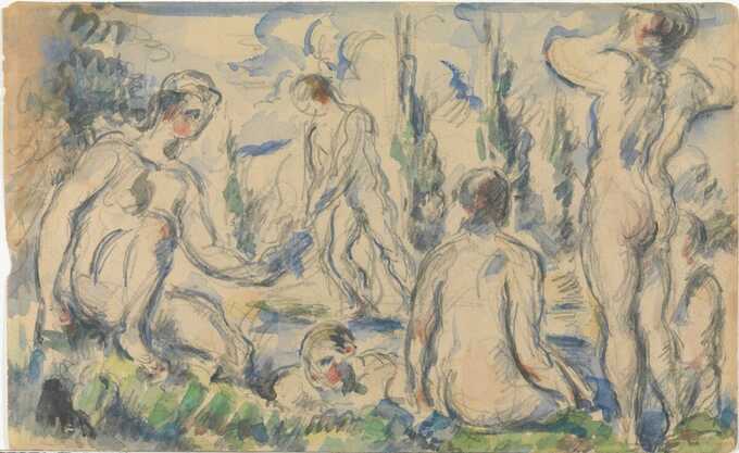 Paul Cézanne : Baigneurs (recto) ; Paysage (verso)