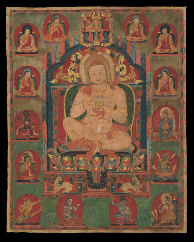  : Portrait de Jnanatapa assisté par des lamas et des mahasiddhas