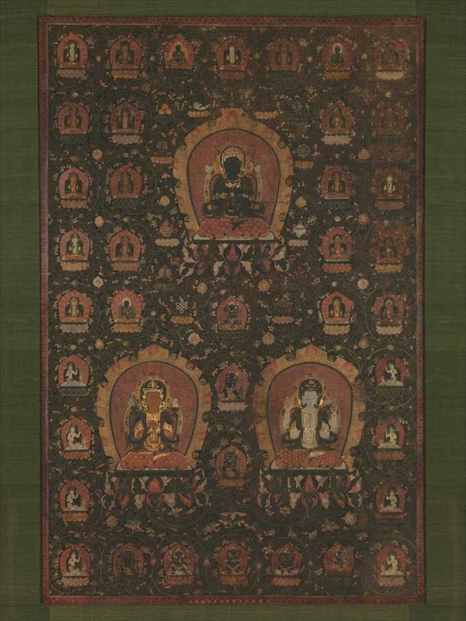 Unidentified artist : Mandala de Vajradhara, Manjushri et Sadakshari -Lokeshvara