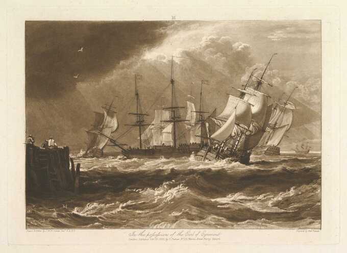 Joseph Mallord William Turner : Navires dans une brise (Liber Studiorum, partie II, planche 10)