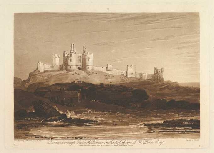 Joseph Mallord William Turner : Château de Dunstanborough (The Book Studies, Partie 3, planche 14)