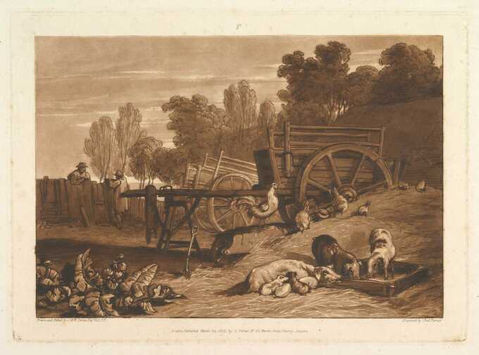 Joseph Mallord William Turner : La ferme au coq (Liber Studiorum, partie IV, planche 17)