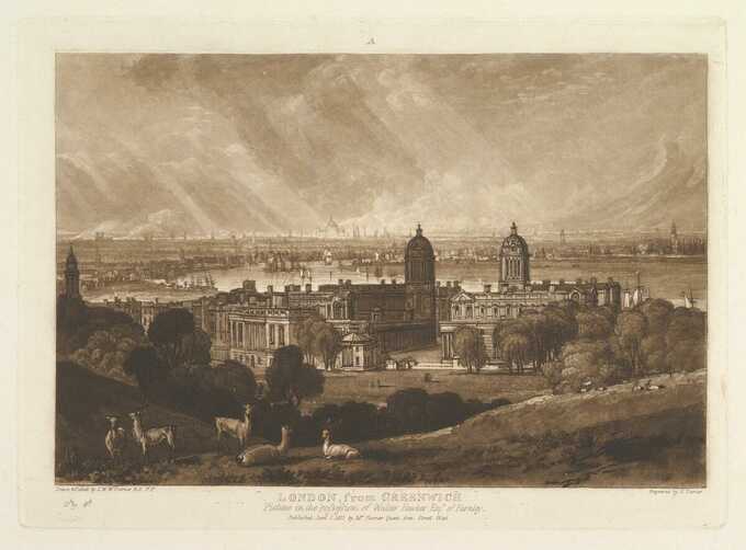 Joseph Mallord William Turner : Londres de Greenwich (Liber Studiorum, partie V, planche 26)