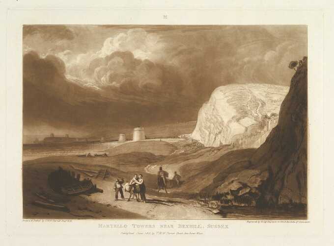 Joseph Mallord William Turner : Tours Martello près de Bexhill, Sussex (Liber Studiorum, partie VII, planche 34)