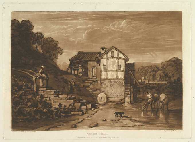 Joseph Mallord William Turner : Moulin à eau (Le livre d'études, partie 8, planche 37)