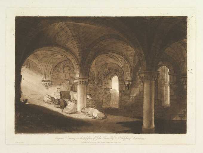 Joseph Mallord William Turner : Crypte de l'abbaye de Kirkstall (Liber Studiorum, partie VIII, planche 39)