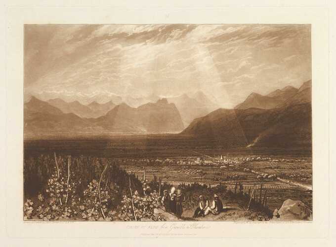 Joseph Mallord William Turner : Chaîne des Alpes de Grenoble à Chamberi (Liber Studiorum, partie X, planche 49)