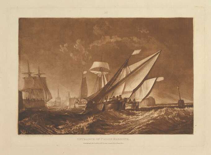 Joseph Mallord William Turner : Entrée du port de Calais (Liber Studiorum, partie XI, planche 55)
