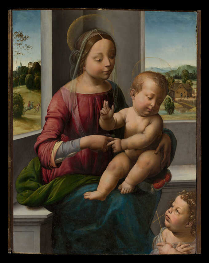 Fra Bartolomeo (Bartolomeo di Paolo del Fattorino) : Vierge à l'enfant avec le jeune saint Jean-Baptiste