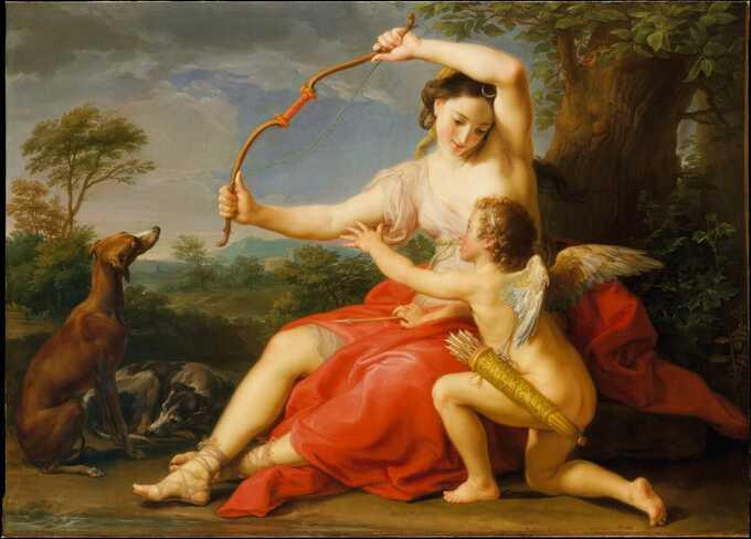 Pompeo Batoni : Diane et Cupidon