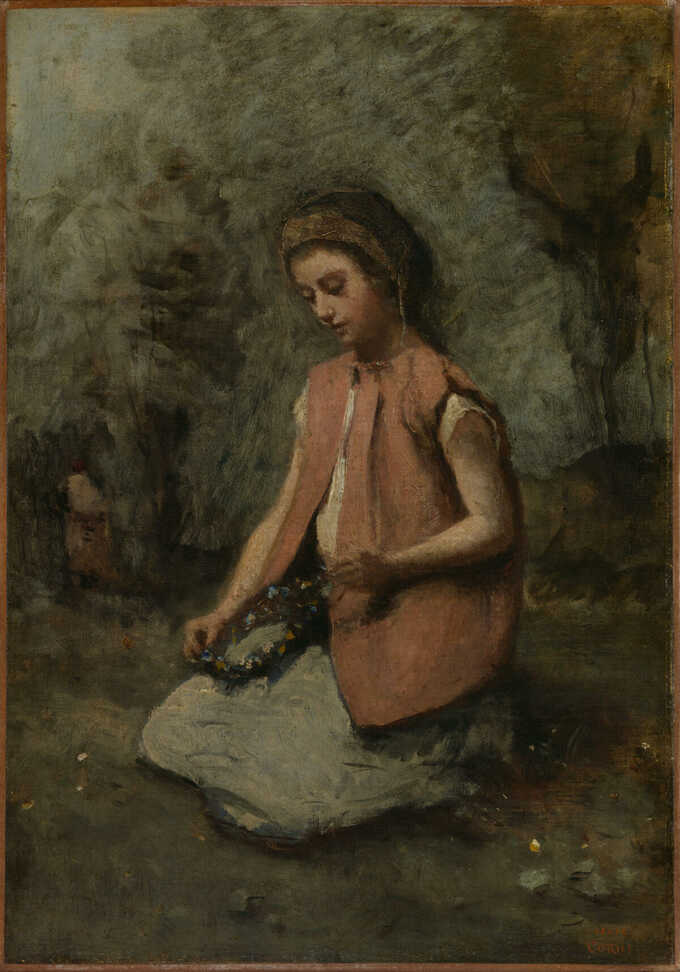 Camille Corot : Fille tissant une guirlande