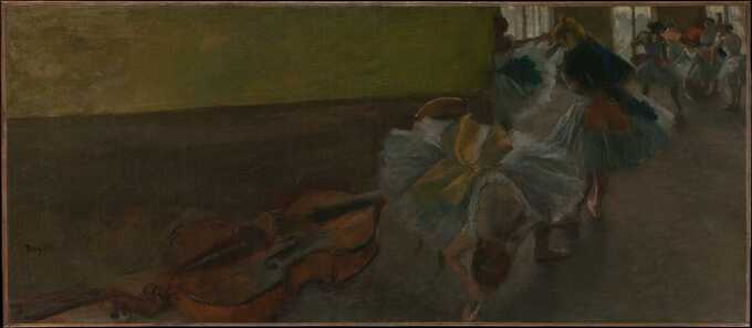 Edgar Degas : Danseurs dans la salle de répétition avec contrebasse