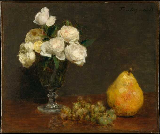 Henri Fantin-Latour : Nature morte aux roses et aux fruits