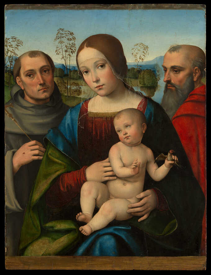 Francesco Francia : Vierge à l'enfant avec les saints François et Jérôme