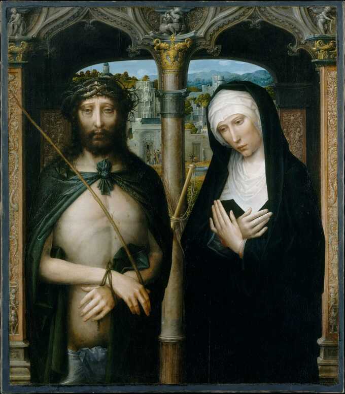 Adriaen Isenbrant : Le Christ couronné d'épines (Ecce Homo) et la Vierge en deuil