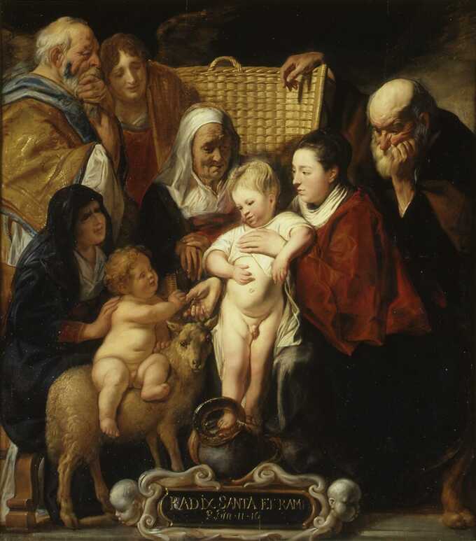 Jacob Jordaens : La Sainte Famille avec sainte Anne et le jeune Baptiste et ses parents