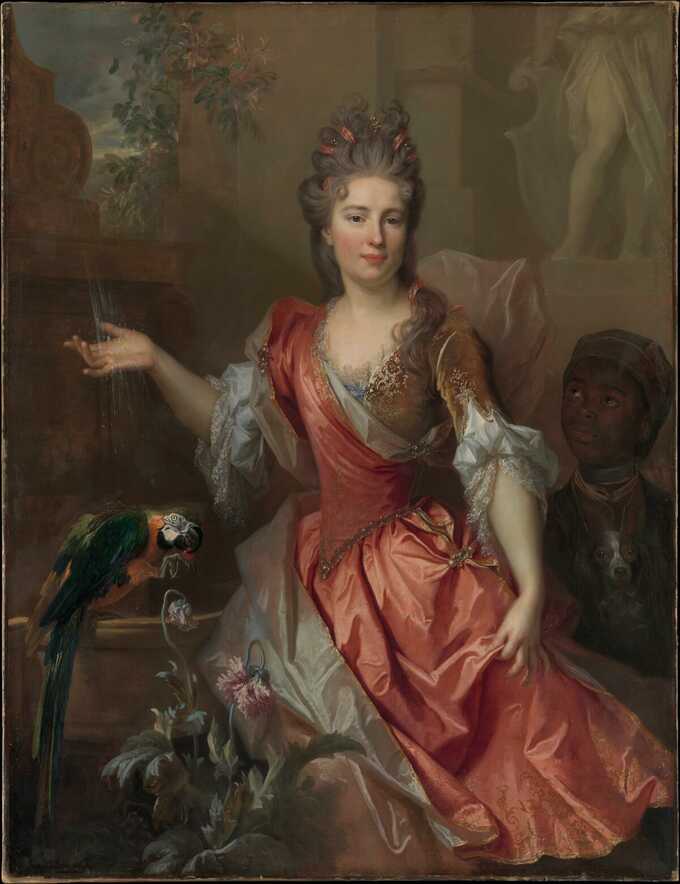 Nicolas de Largillierre (or Largillière) : Portrait d'une femme et d'un serviteur esclave