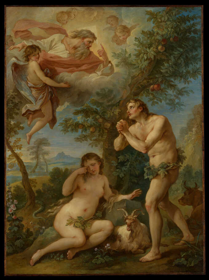 Charles Joseph Natoire : La réprimande d'Adam et Eve