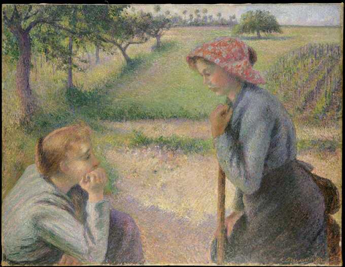 Camille Pissarro : Deux jeunes femmes paysannes