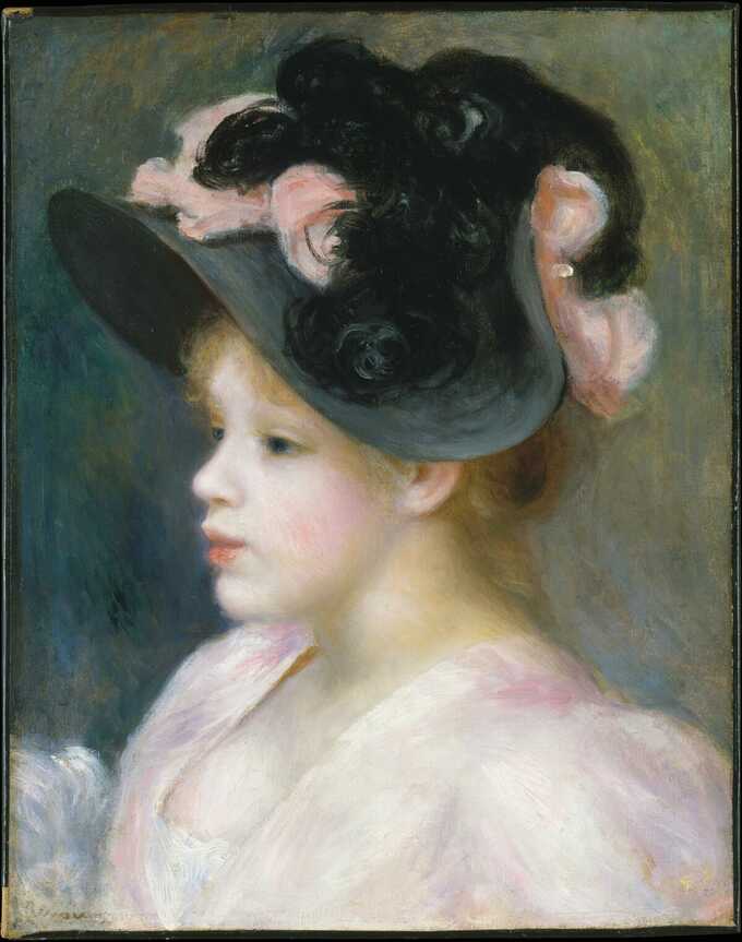 Auguste Renoir : Jeune fille au chapeau rose et noir