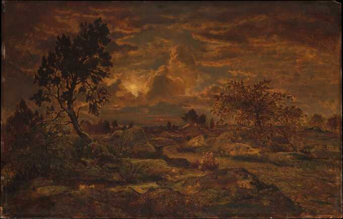 Théodore Rousseau : Coucher de soleil près d'Arbonne