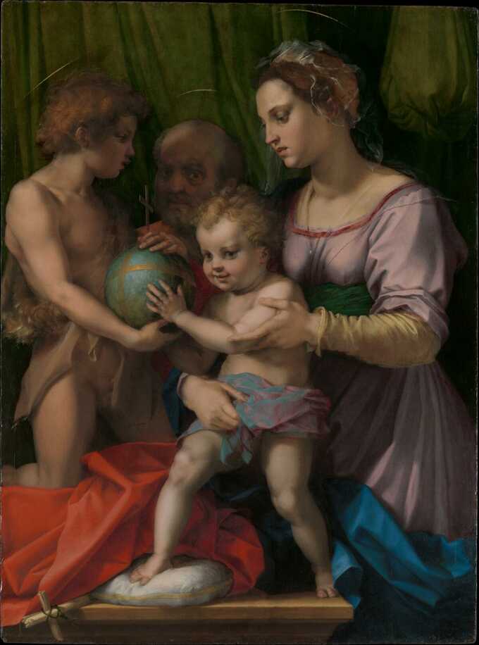 Andrea del Sarto (Andrea d'Agnolo) : La Sainte Famille avec le jeune saint Jean-Baptiste