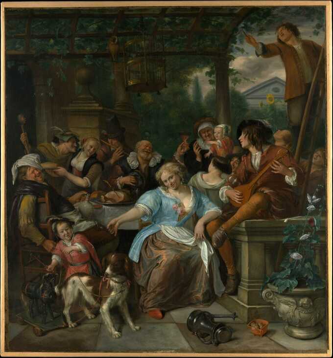 Jan Steen : Joyeuse compagnie sur une terrasse