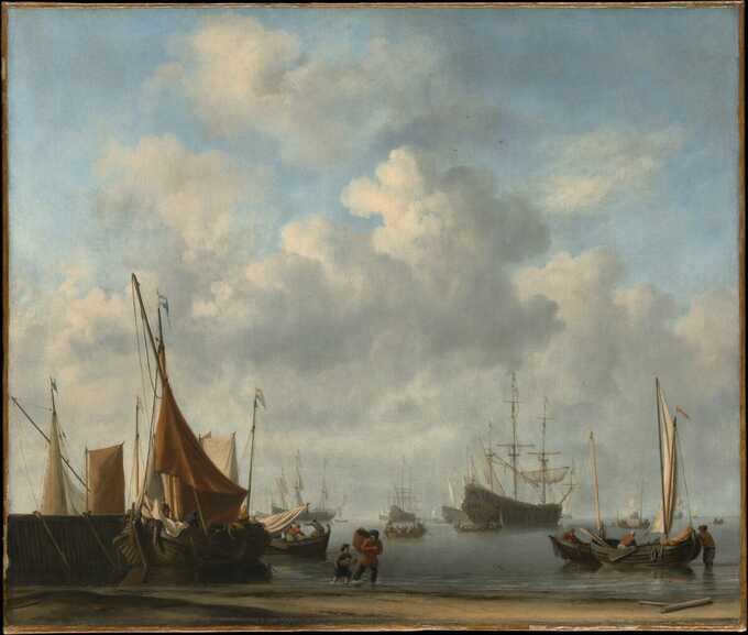 Willem van de Velde II : Entrée d'un port néerlandais