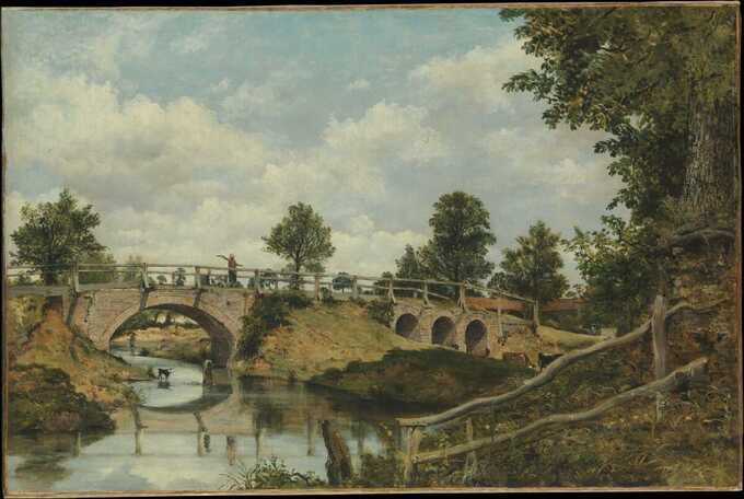 Frederick Waters Watts : Un vieux pont à Hendon, Middlesex