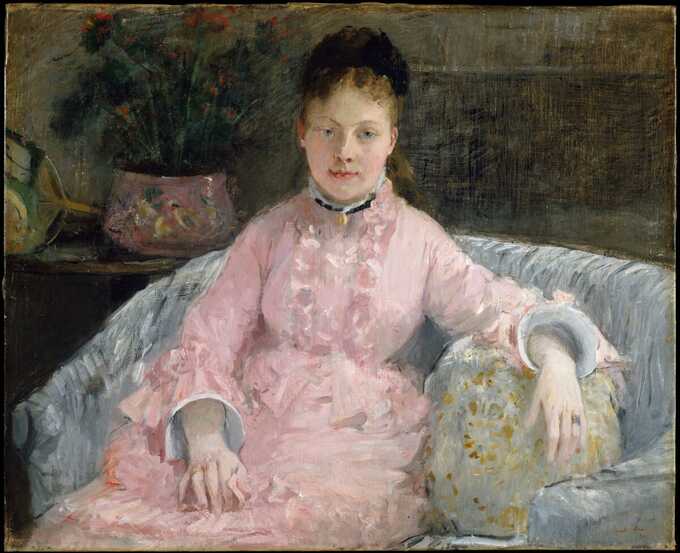 Berthe Morisot : The Pink Dress (Albertie-Marguerite Carré, later Madame Ferdinand-Henri Himmes, 1854–1935)