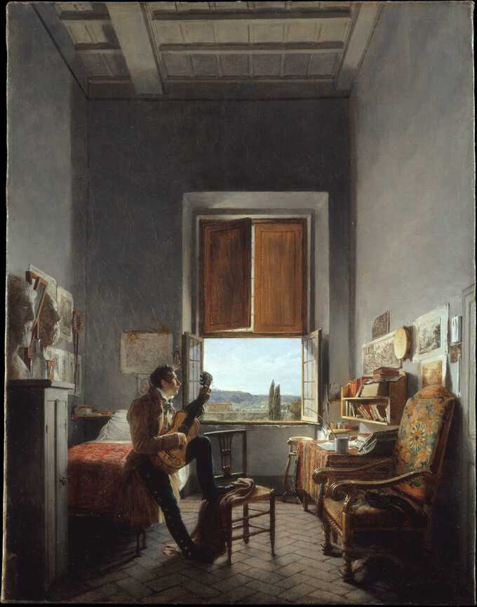 Jean Alaux : Léon Pallière (1787-1820) dans sa chambre à la Villa Médicis, Rome