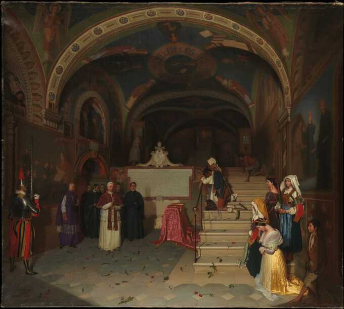 Jean-François Montessuy : Le pape Grégoire XVI visitant l'église de San Benedetto à Subiaco