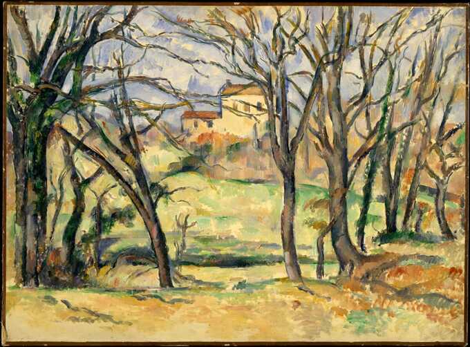 Paul Cézanne : Arbres et maisons près du Jas de Bouffan